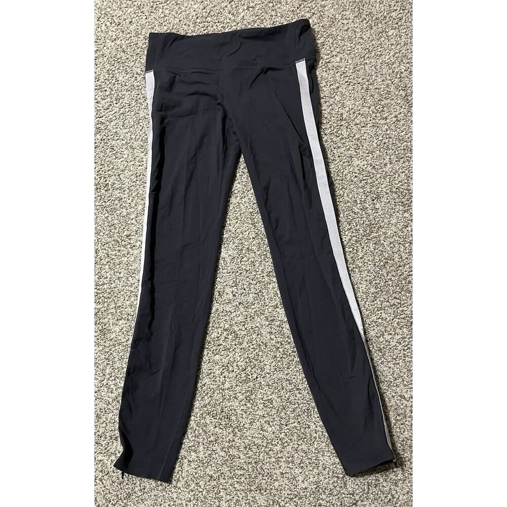 Women's Athleta Dark Gray Leggings With Zipper Leg Openings, Size Medium Tall